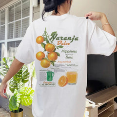 Orange Citrus Vintage Back Print T-shirt WHITE / S t-shirt-250223