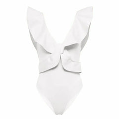 Solid V-Neck Slim Fit Swimsuit One Piece onepiece-250223