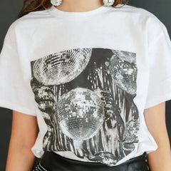 Disco Ball Vintage Concert T-shirt WHITE / S t-shirt-250223