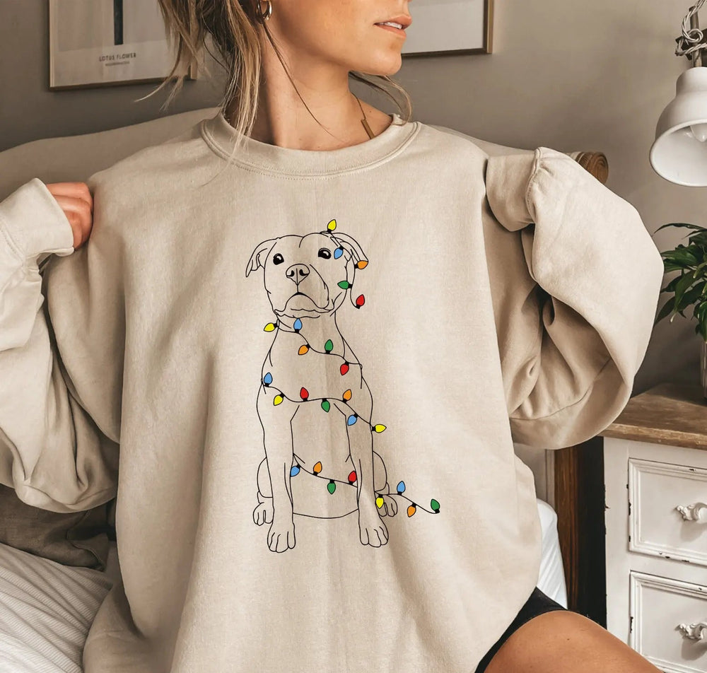 Cute Pitbull Christmas Hoodie For Girls Creamy-White / S Hoodies-L