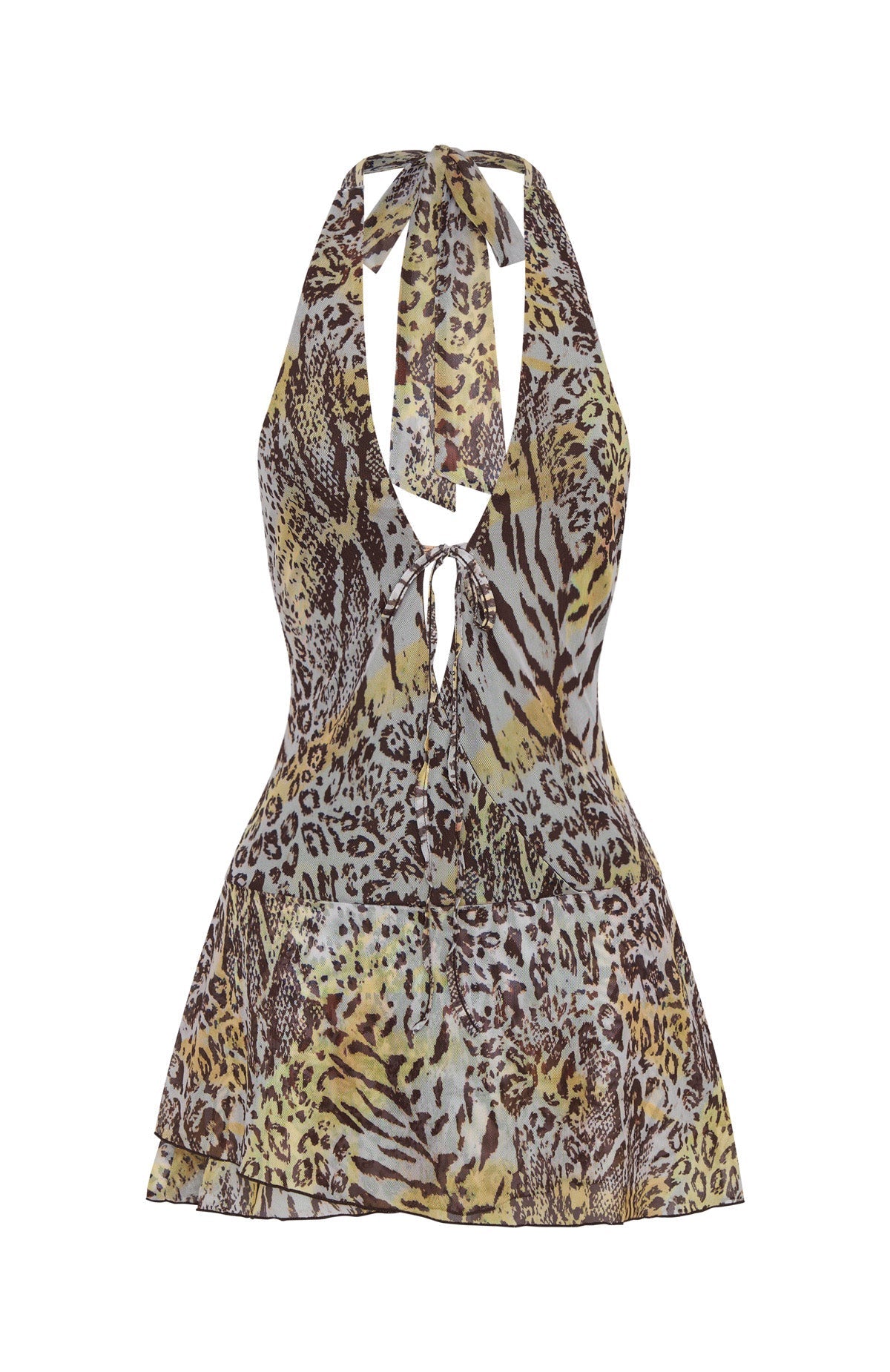 Too Extra Halter Mini Dress Leopard Spritz