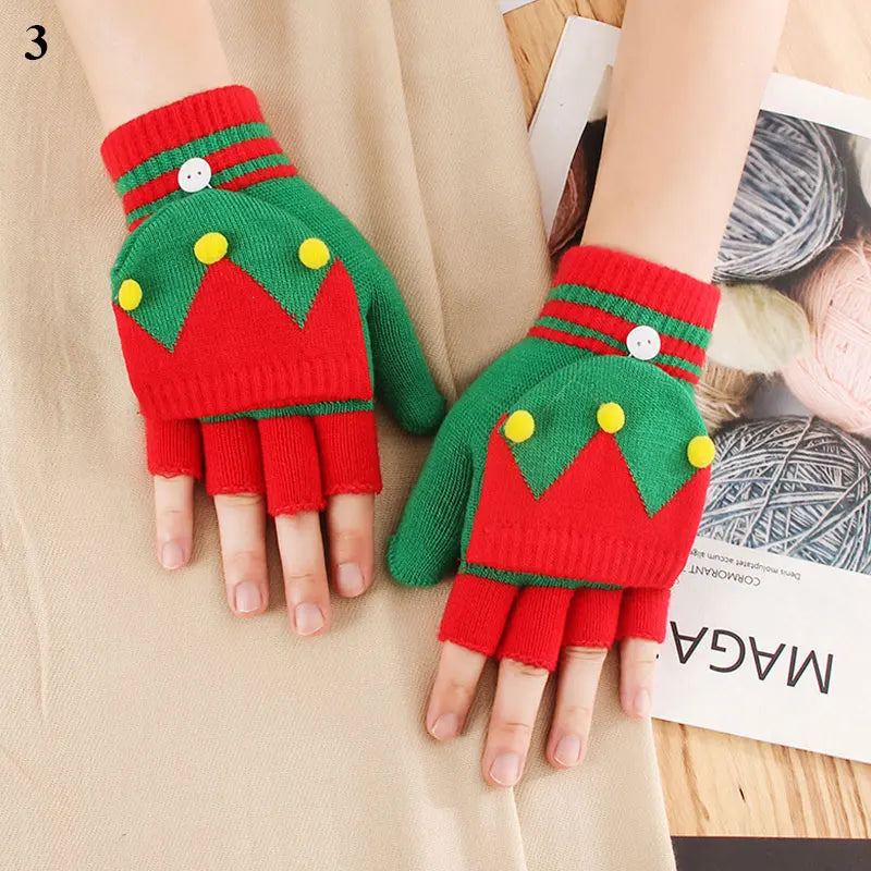 Fluffy Bear Cat Paw Claw Fingerless Winter Gloves - Korean Style Gift for Christmas