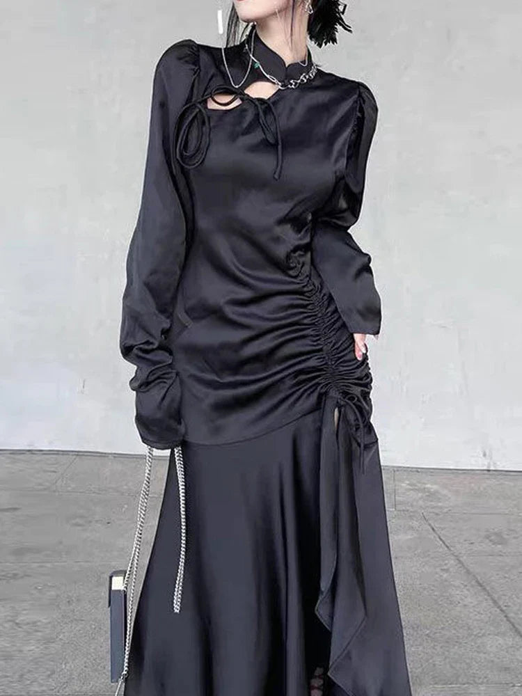 Graceful Bandage Extended Sleeve Midi Dress