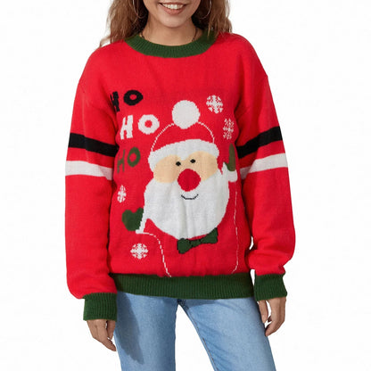 Santa Jacquard Patchwork Christmas Sweater