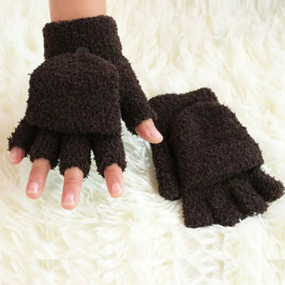 Fluffy Bear Cat Paw Claw Fingerless Winter Gloves - Korean Style Gift for Christmas