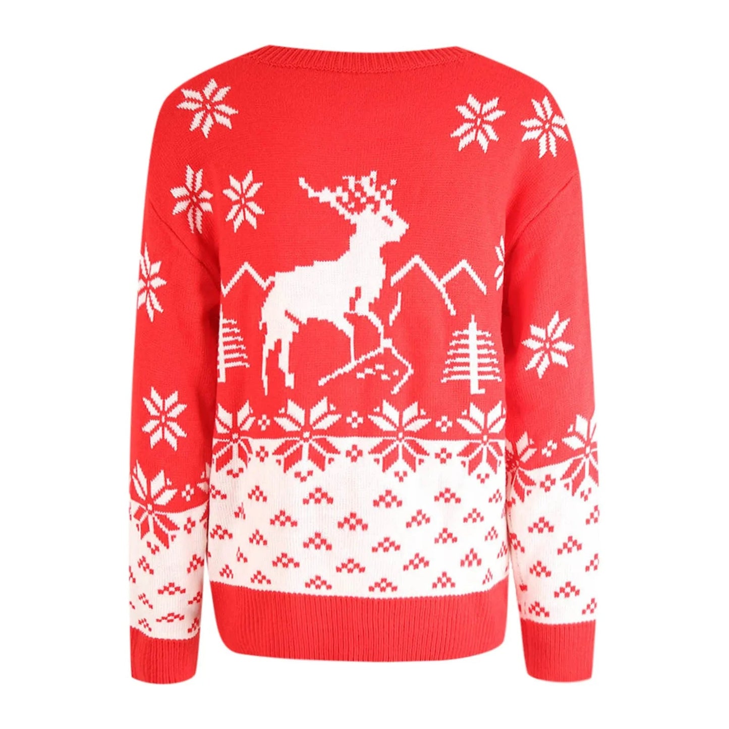 Snowflake Printed Long Sleeve O Neck Ladies Jumper Christmas Sweater