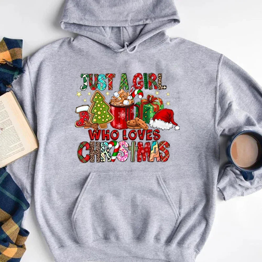 Just A Girl Who Loves Christmas Holiday Autumn Winter Lover Gift Hoodie Gray / S Hoodies-L