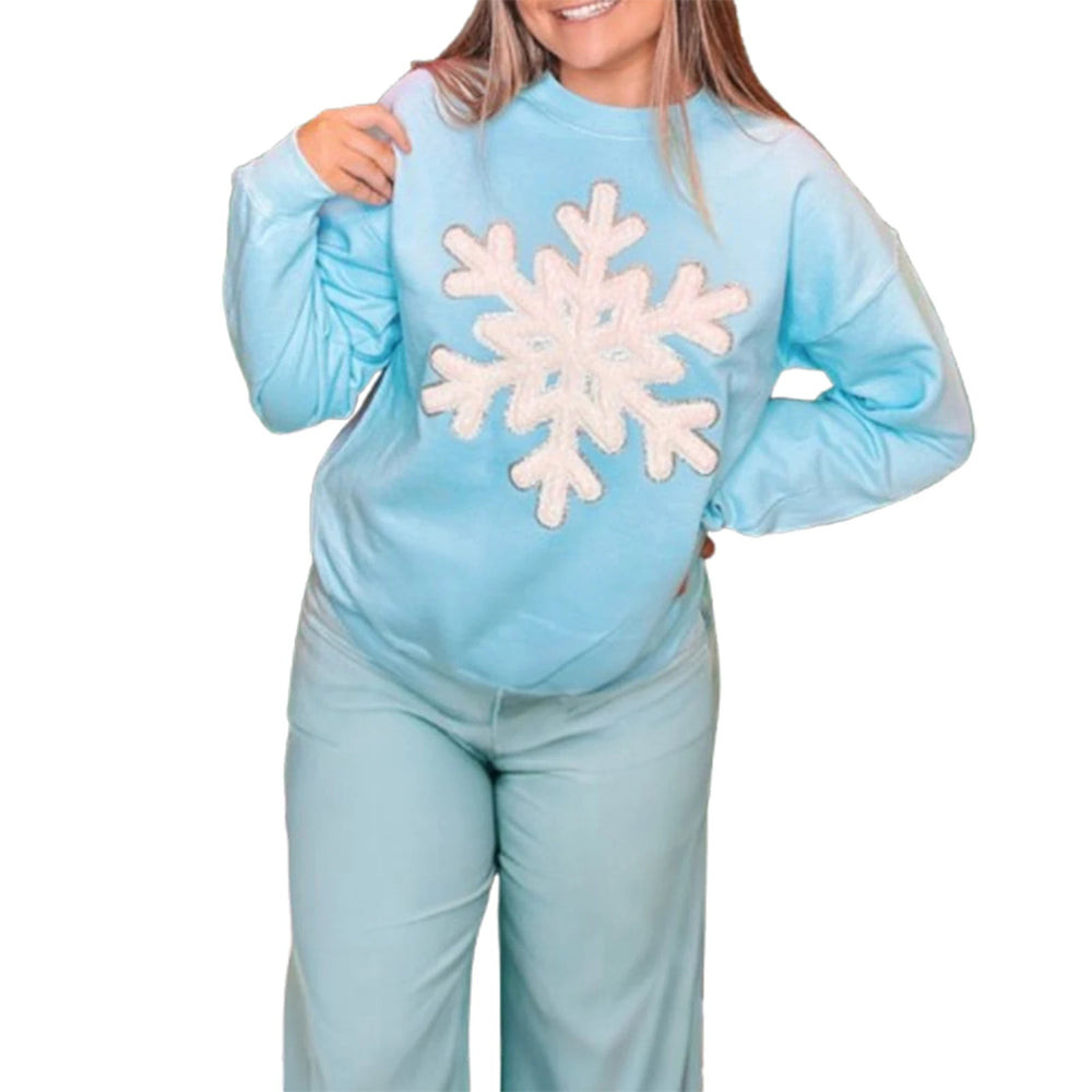 Snowflake Embroidered Christmas Hoodie Gray / S Hoodies-L