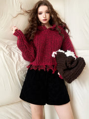 Vintage Harajuku Aesthetic Elegant Long Sleeves Red Pullover Christmas Sweater Sweaters-L