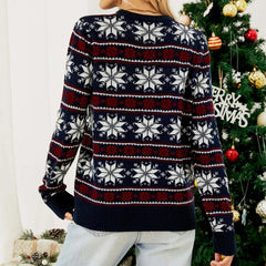 Snowflake Jacquard Christmas Party Knitted Sweater Sweaters-L