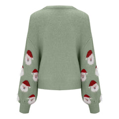 Sequin Long Sleeve Vintage Blouse With Santa Claus Hoodie Christmas Sweater Sweaters-L