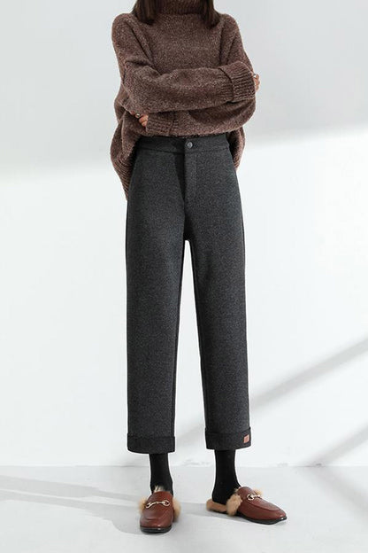 Solid Color Straight Crop Pants