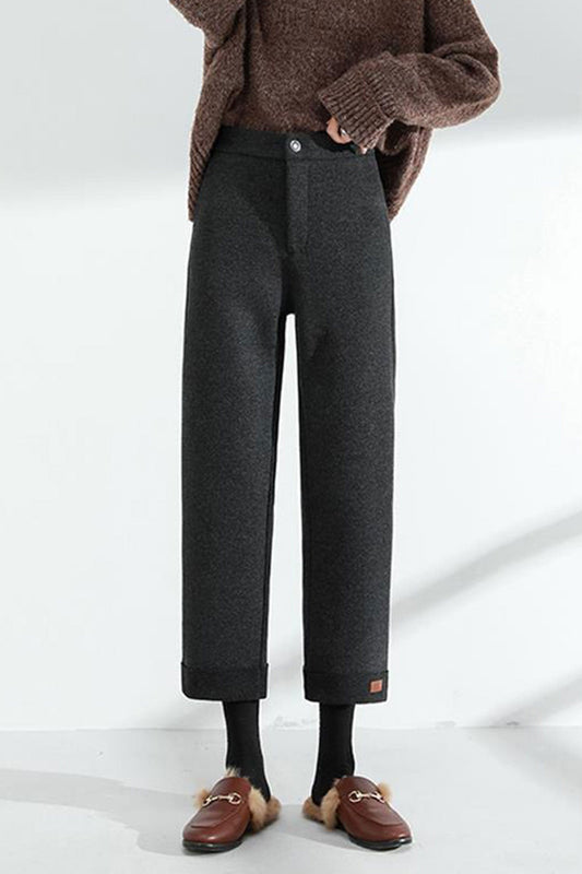 Solid Color Straight Crop Pants