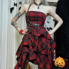 Tall Cut Lace Form-Fitting Mini Dress Red / S