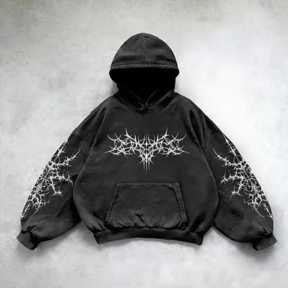 Distress Vintage Gothic Skull Hoodie black10 / S