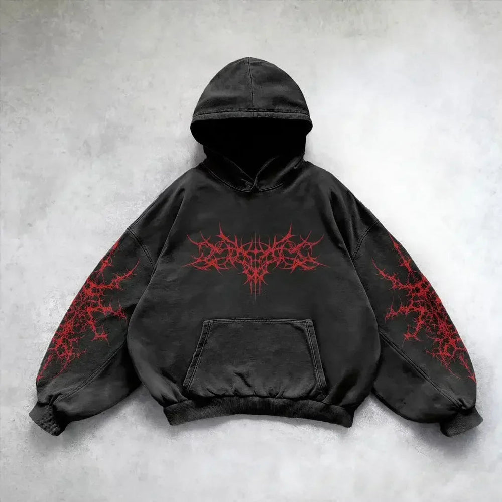 Dark Skull Oversized Zipper Hoodie black8 / S