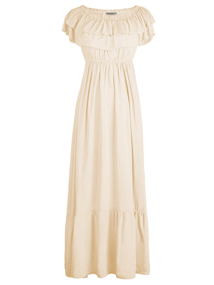 Grecian Ruffle Stretch Maxi Dress