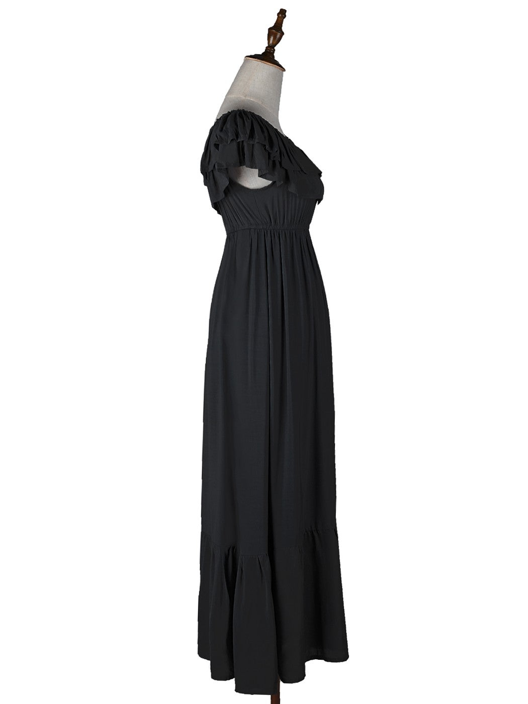Grecian Ruffle Stretch Maxi Dress