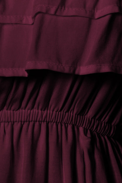 Grecian Ruffle Stretch Maxi Dress