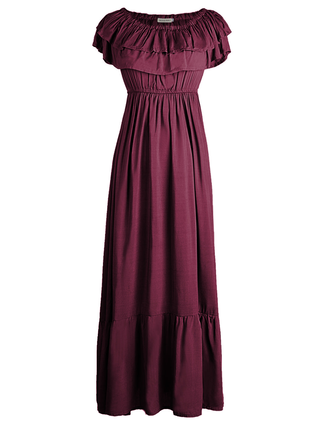 Grecian Ruffle Stretch Maxi Dress