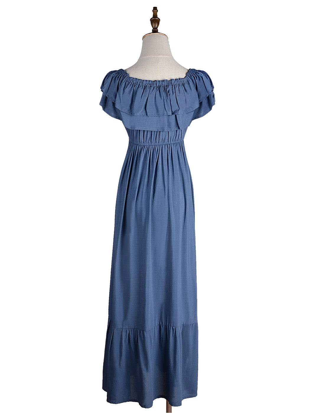 Grecian Ruffle Stretch Maxi Dress