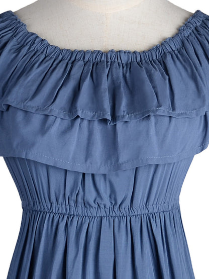Grecian Ruffle Stretch Maxi Dress