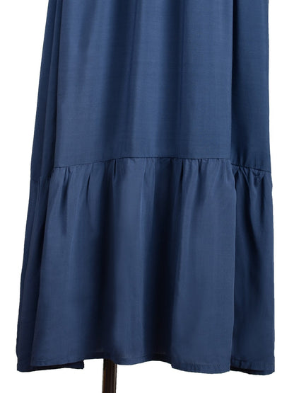 Grecian Ruffle Stretch Maxi Dress