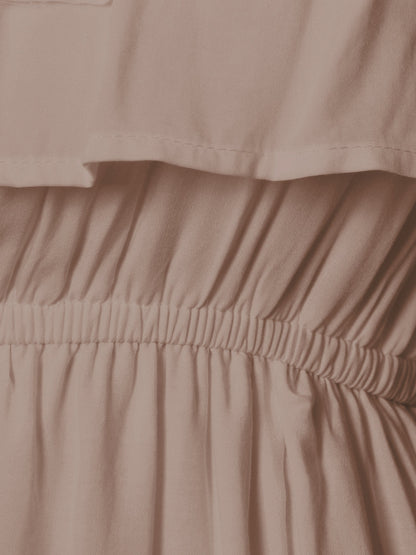Grecian Ruffle Stretch Maxi Dress