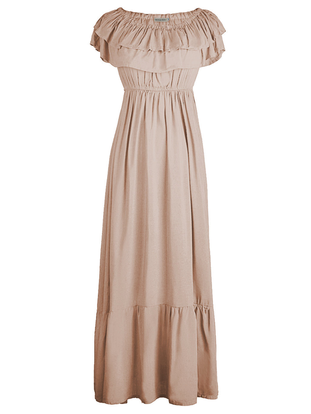 Grecian Ruffle Stretch Maxi Dress