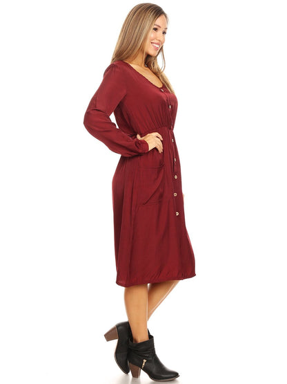 Long-Sleeve Button Down Dress