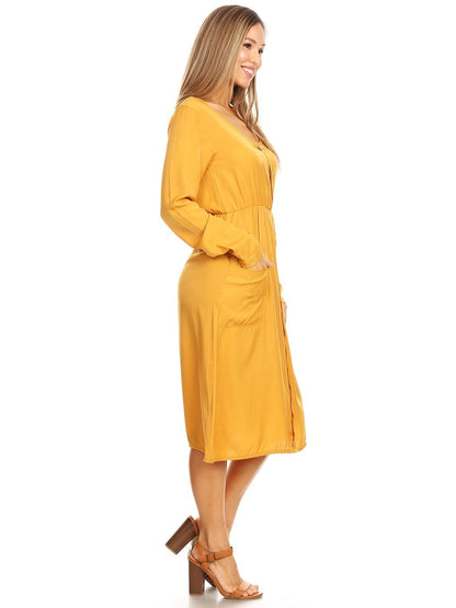 Long-Sleeve Button Down Dress