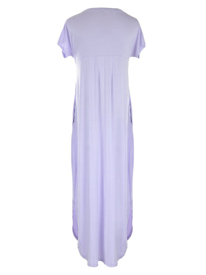 V Short Sleeve Maxi Lounge Dress