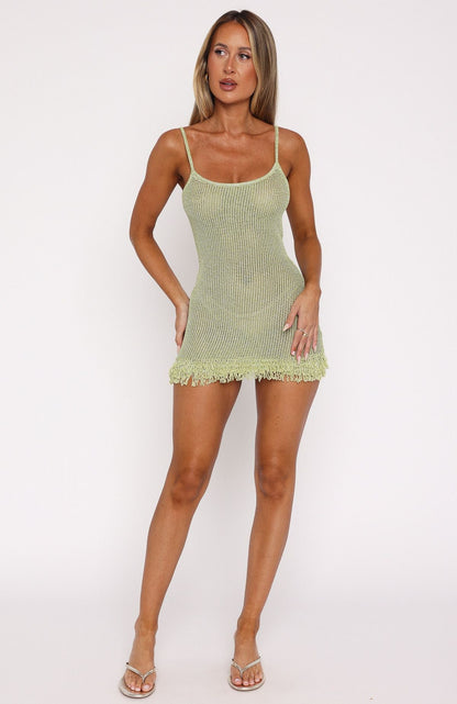 Keeping Me Awake Knit Mini Dress Apple