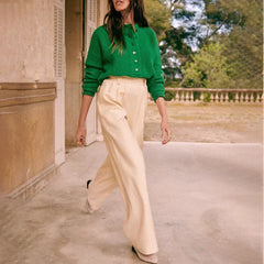 Cozy Warm Jacquard Long Sleeve Button Female Casual Christmas Sweater Sweaters-L