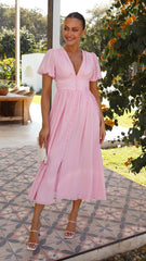 EIRE - ELEGANT V-NECK PUFF SLEEVE MAXI SUN DRESS