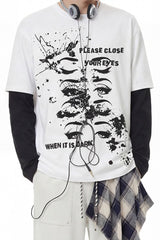 Grunge Eye Graphic Contrast Layered Tee