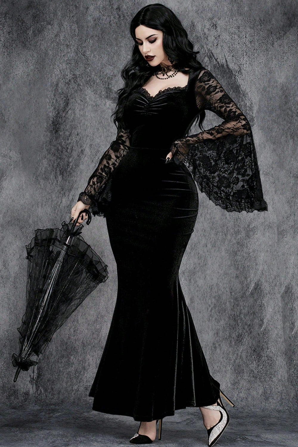 Flare Sleeve Lace Gothic Dress