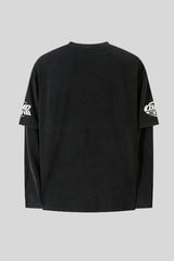 Washed Racing Graphic Layered Long Sleeve Tee