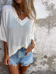 MARIGOLD - V-NECK CROCHET SWEATER