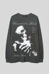 Gothic Skeleton Symbol Graphic Oversized Sweatshirt