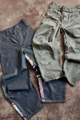 Illustrated Eye Straight Leg Washed Jeans