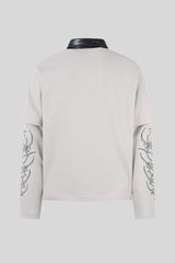 Barbed Wire Graphic Layered Polo Collar Tee