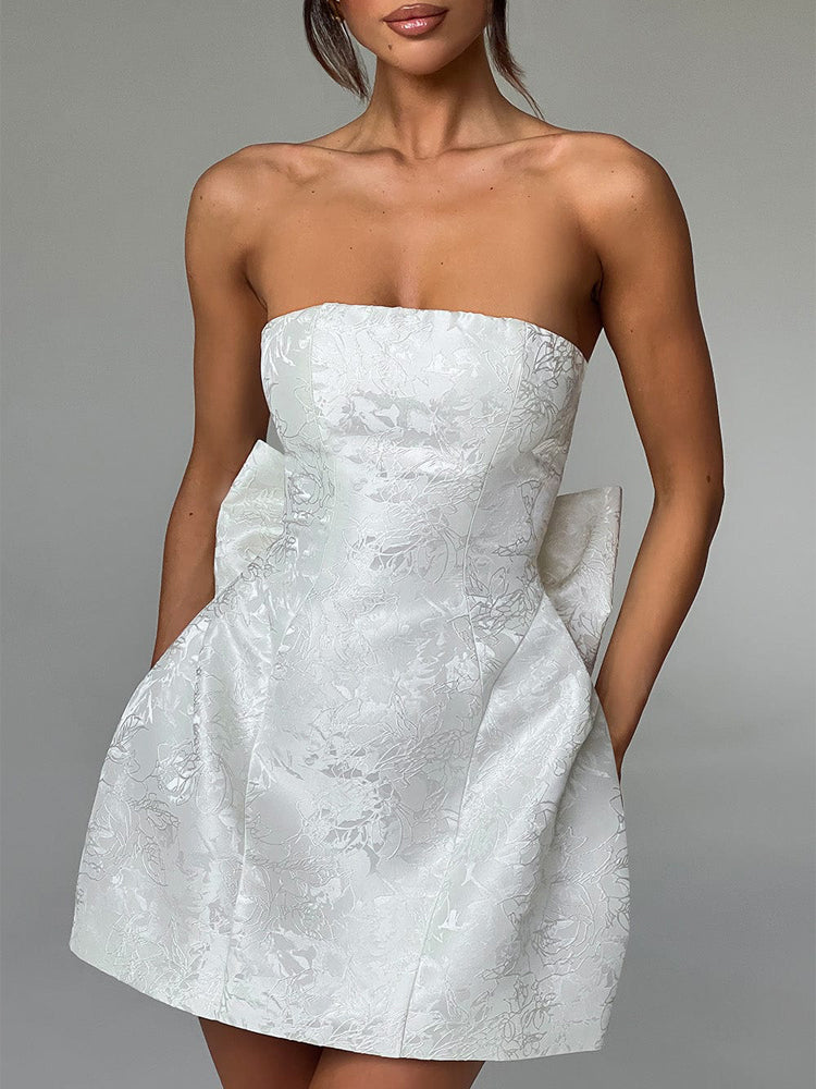 Amelia-Jacquard Knot Short Dress