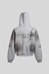 Washed Gothic Cross Full Zip Hoodie