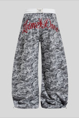 Camo Typography Wide Leg Sweatpants