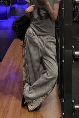 Dirty Wash Rhinestone Typography Wide Leg Sweatpants