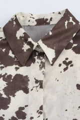 Animal Print Satin Oversized Blouse