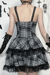 Y2K Checkered Gothic Dress