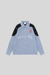 Crest Script Embroidered Plaid Long Sleeve Shirt