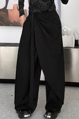 Minimalist Asymmetrical Belt Wide Leg Pants
